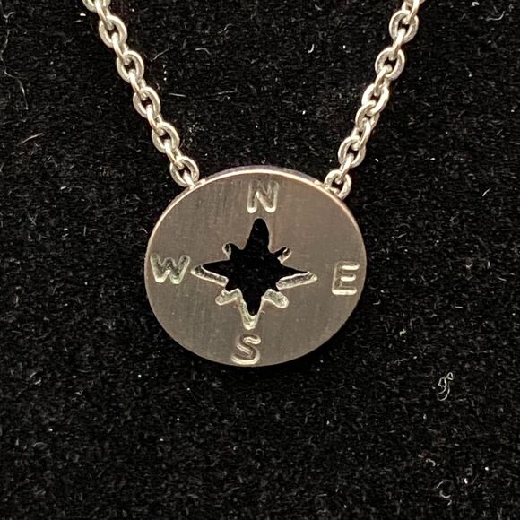 Compass Silver Tone Necklace - Free Shipping - Picture 3 of 7